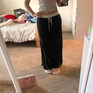 Black Maxi Skirt with White Trim